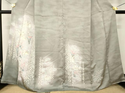 平和屋着物●訪問着　刺繍　鴛鴦流水文　暈し染め　金糸　金彩　正絹　逸品　AABN8733ck