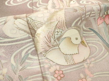 平和屋着物●訪問着　刺繍　鴛鴦流水文　暈し染め　金糸　金彩　正絹　逸品　AABN8733ck