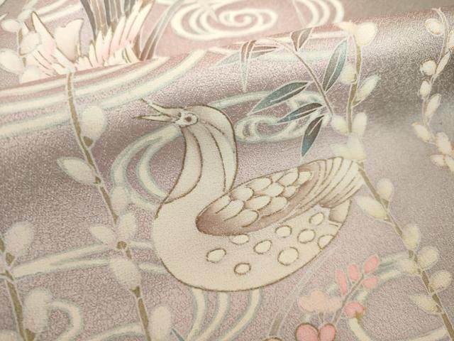平和屋着物●訪問着　刺繍　鴛鴦流水文　暈し染め　金糸　金彩　正絹　逸品　AABN8733ck