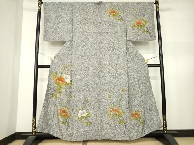 平和屋着物●訪問着　舞花文　たたき染め　正絹　逸品　AABN8735ck
