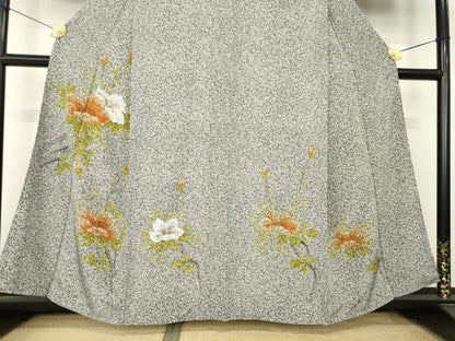 平和屋着物●訪問着　舞花文　たたき染め　正絹　逸品　AABN8735ck