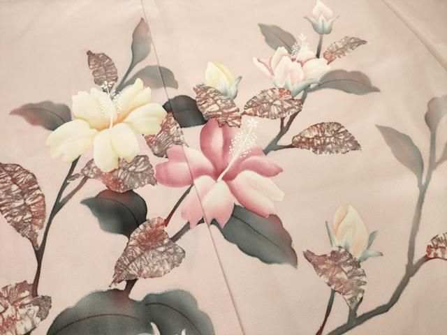 平和屋着物●訪問着　手描き　枝花文　正絹　逸品　AABN8743ck
