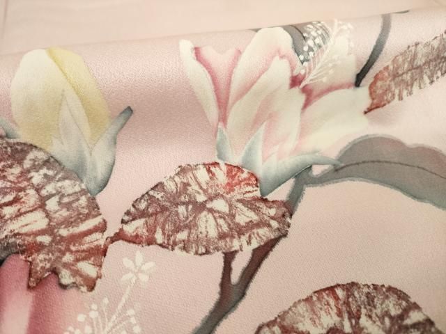 平和屋着物●訪問着　手描き　枝花文　正絹　逸品　AABN8743ck
