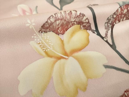 平和屋着物●訪問着　手描き　枝花文　正絹　逸品　AABN8743ck