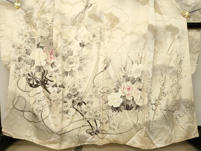 平和屋着物●豪華振袖　作家物　手描き　花車文　金彩　正絹　逸品　AABN8744ck