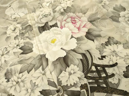 平和屋着物●豪華振袖　作家物　手描き　花車文　金彩　正絹　逸品　AABN8744ck