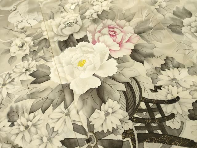 平和屋着物●豪華振袖　作家物　手描き　花車文　金彩　正絹　逸品　AABN8744ck