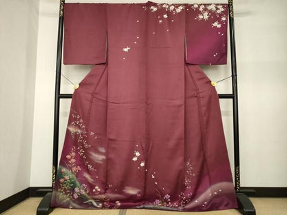 平和屋着物●訪問着　楽器花文　暈し染め　やまと誂製　ロング丈　正絹　逸品　AABN8749ck