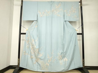 平和屋着物●中国三大刺繍　相良刺繍　総刺繍　訪問着　枝梅文　銀糸　正絹　逸品　AABN8753ck