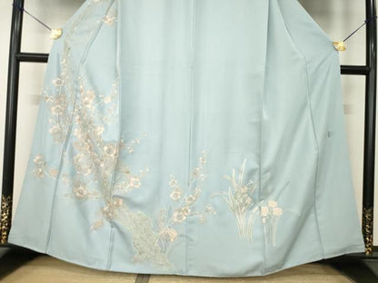 平和屋着物●中国三大刺繍　相良刺繍　総刺繍　訪問着　枝梅文　銀糸　正絹　逸品　AABN8753ck