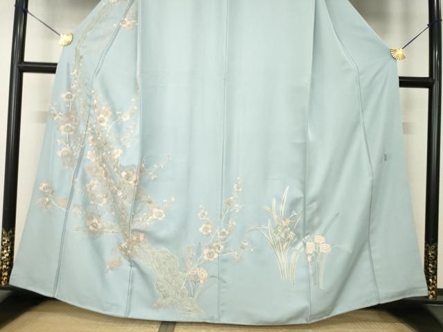 平和屋着物●中国三大刺繍　相良刺繍　総刺繍　訪問着　枝梅文　銀糸　正絹　逸品　AABN8753ck