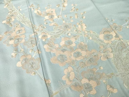 平和屋着物●中国三大刺繍　相良刺繍　総刺繍　訪問着　枝梅文　銀糸　正絹　逸品　AABN8753ck