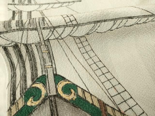 平和屋着物●訪問着　手描き　南蛮船　正絹　逸品　AABN8759ck