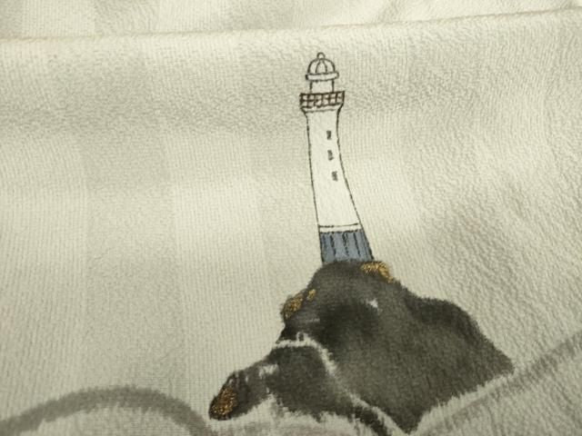 平和屋着物●訪問着　手描き　南蛮船　正絹　逸品　AABN8759ck