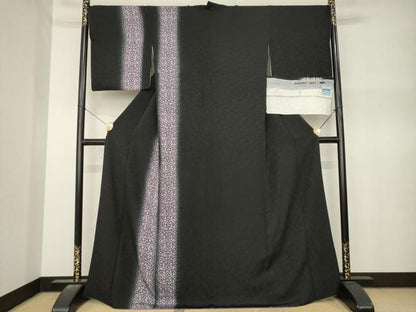 平和屋着物●着物デザイナー　井尻学　訪問着　飾花文　暈し染め　黒地　丹後ちりめん　反端付き　正絹　逸品　AABN8767ck
