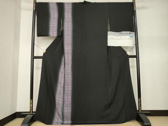 平和屋着物●着物デザイナー　井尻学　訪問着　飾花文　暈し染め　黒地　丹後ちりめん　反端付き　正絹　逸品　AABN8767ck