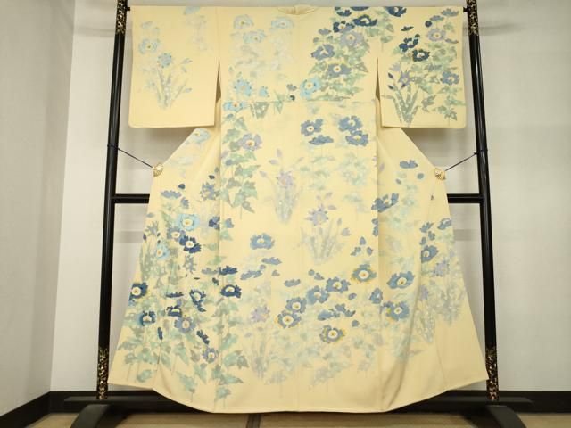 平和屋着物●京友禅作家　高瀬川美紀　訪問着　草花文　正絹　逸品　AABN8769ck