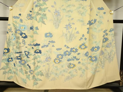 平和屋着物●京友禅作家　高瀬川美紀　訪問着　草花文　正絹　逸品　AABN8769ck