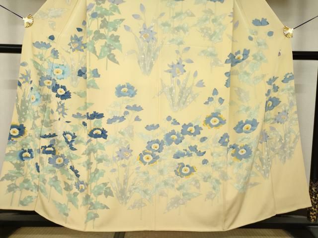 平和屋着物●京友禅作家　高瀬川美紀　訪問着　草花文　正絹　逸品　AABN8769ck
