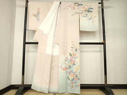 平和屋着物●本加賀友禅作家　押田正義　訪問着　松竹梅草花文　暈し染め　正絹　逸品　AABN8771ck