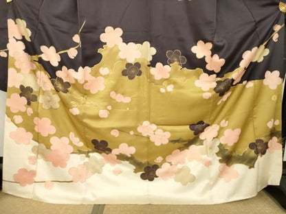 平和屋着物●ジャパンオートクチュール　渡辺雪三郎　振袖　刺繍　桜　金糸　金彩　ロング丈　正絹　逸品　AABN8772ck
