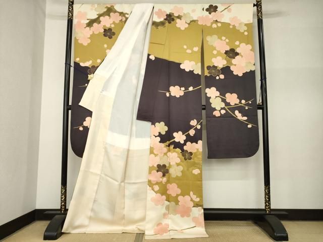 平和屋着物●ジャパンオートクチュール　渡辺雪三郎　振袖　刺繍　桜　金糸　金彩　ロング丈　正絹　逸品　AABN8772ck