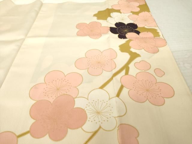平和屋着物●ジャパンオートクチュール　渡辺雪三郎　振袖　刺繍　桜　金糸　金彩　ロング丈　正絹　逸品　AABN8772ck
