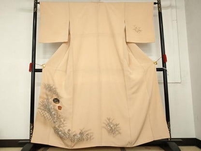 平和屋着物●訪問着　手描き　陶器花文　金彩　正絹　逸品　AABN9161cs