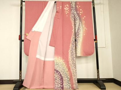 平和屋着物●豪華振袖　絞り　舞花文　金彩　金通し地　正絹　逸品　AABN9169cs