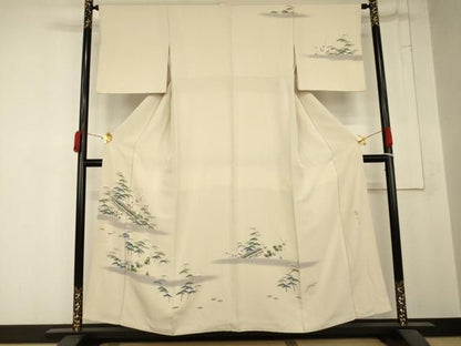 平和屋着物●京友禅の人間国宝　上野為二　訪問着　松竹梅風景文　暈し染め　正絹　逸品　AABN9172cs