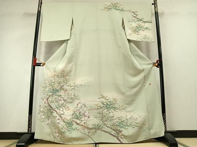 平和屋着物●訪問着　友禅　作家物　松竹梅　暈し染め　正絹　逸品　AABN9342fy