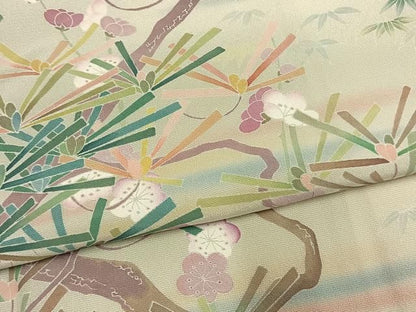 平和屋着物●訪問着　友禅　作家物　松竹梅　暈し染め　正絹　逸品　AABN9342fy