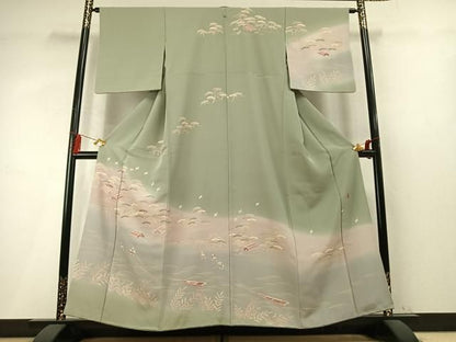 平和屋着物●訪問着　作家物　刺繍　飛鳥人物松文　暈し染め　金糸　金彩　正絹　逸品　未使用　AABN9347fy
