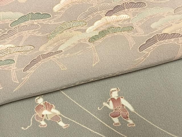 平和屋着物●訪問着　作家物　刺繍　飛鳥人物松文　暈し染め　金糸　金彩　正絹　逸品　未使用　AABN9347fy