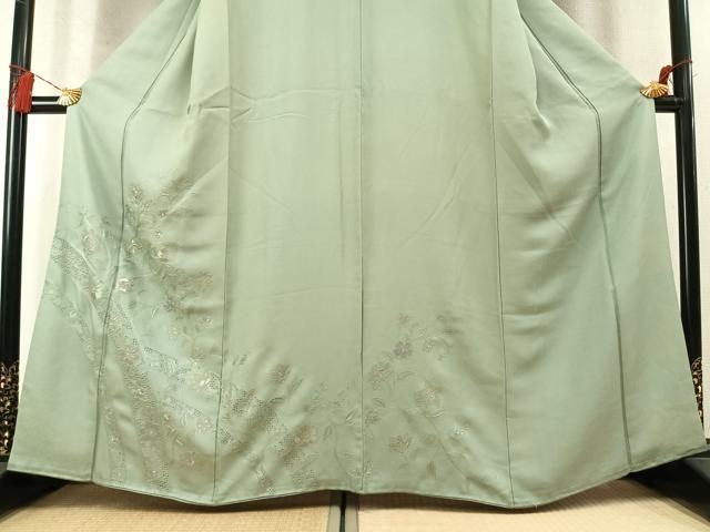 平和屋着物●中国三大刺繍　スワトウ刺繍　汕頭刺繍　相良刺繍　総刺繍　訪問着　花唐草熨斗文　正絹　逸品　AABN9348fy
