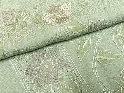 平和屋着物●中国三大刺繍　スワトウ刺繍　汕頭刺繍　相良刺繍　総刺繍　訪問着　花唐草熨斗文　正絹　逸品　AABN9348fy