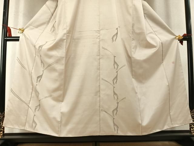 平和屋着物●山口美術織物　皇室　伊勢神宮御用　西陣織　訪問着　紬地　総刺繍　ガゼル　金糸　反端付き　正絹　逸品　AABN9429fy