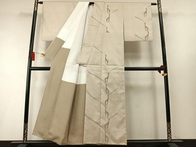 平和屋着物●山口美術織物　皇室　伊勢神宮御用　西陣織　訪問着　紬地　総刺繍　ガゼル　金糸　反端付き　正絹　逸品　AABN9429fy
