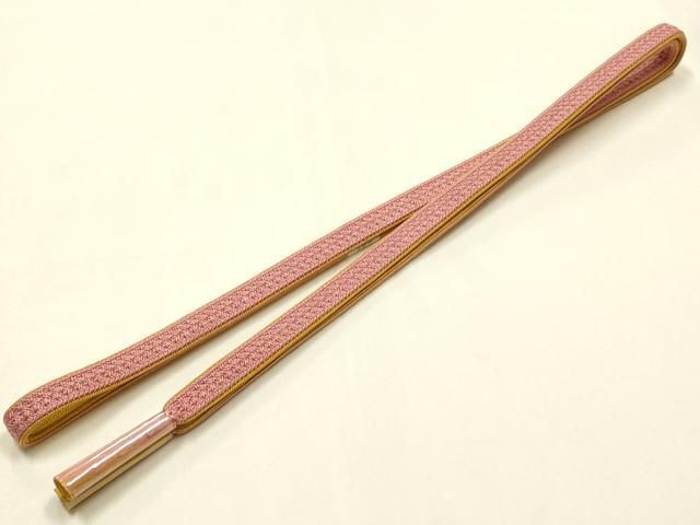 平和屋本店●和装小物　帯締め・帯揚げセット　平組　蔦の葉文　暈し染め　金糸　金彩　正絹　逸品　未使用　AABN9817ay