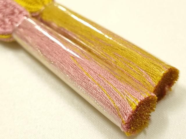 平和屋本店●和装小物　帯締め・帯揚げセット　平組　蔦の葉文　暈し染め　金糸　金彩　正絹　逸品　未使用　AABN9817ay