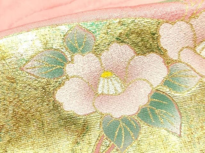 平和屋本店●和装小物　帯締め・帯揚げセット　高麗組　地紙花文　金糸　金銀彩　暈し染め　正絹　逸品　未使用　AABN9820ay