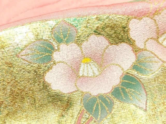 平和屋本店●和装小物　帯締め・帯揚げセット　高麗組　地紙花文　金糸　金銀彩　暈し染め　正絹　逸品　未使用　AABN9820ay