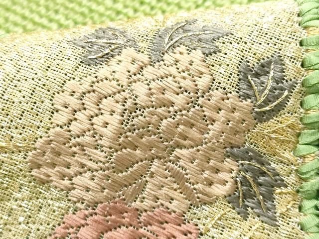 平和屋本店●和装小物　振袖用帯締め・帯揚げセット　丸組　パール　絞り　地紙花文　金糸　逸品　未使用品あり　AABN9847ay