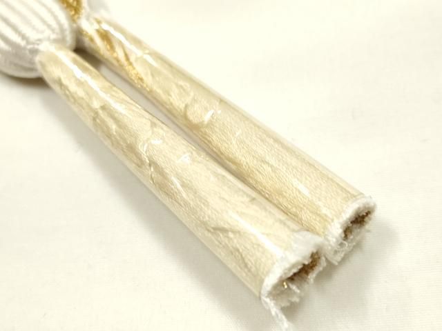 平和屋本店●和装小物　帯締め・帯揚げ・扇子セット　高麗組 綾出し　亀房付き　吉祥文　金糸　逸品　未使用　AABN9849ay