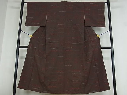 平和屋着物■上質な紬 横段花文 逸品 ab2385