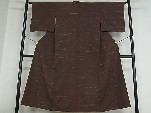 平和屋着物■上質な紬 横段花文 逸品 ab2385
