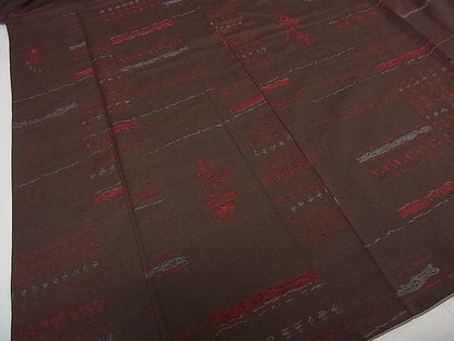平和屋着物■上質な紬 横段花文 逸品 ab2385