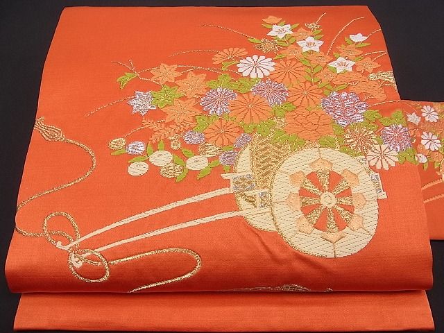 平和屋着物■九寸名古屋帯 花車文 金銀糸 逸品 ab2763