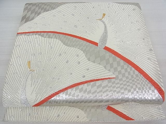 平和屋着物■六通柄袋帯 孔雀文 金銀糸 逸品 ab3119