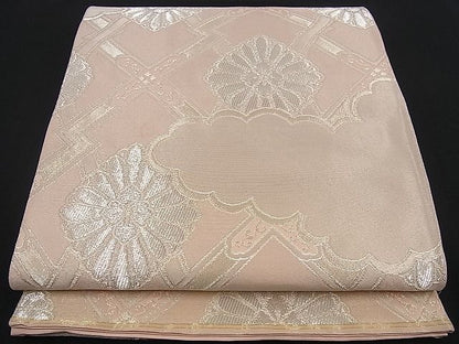 平和屋着物■六通柄袋帯 雲取り 松皮菱花文 銀糸 逸品 n-ac0062